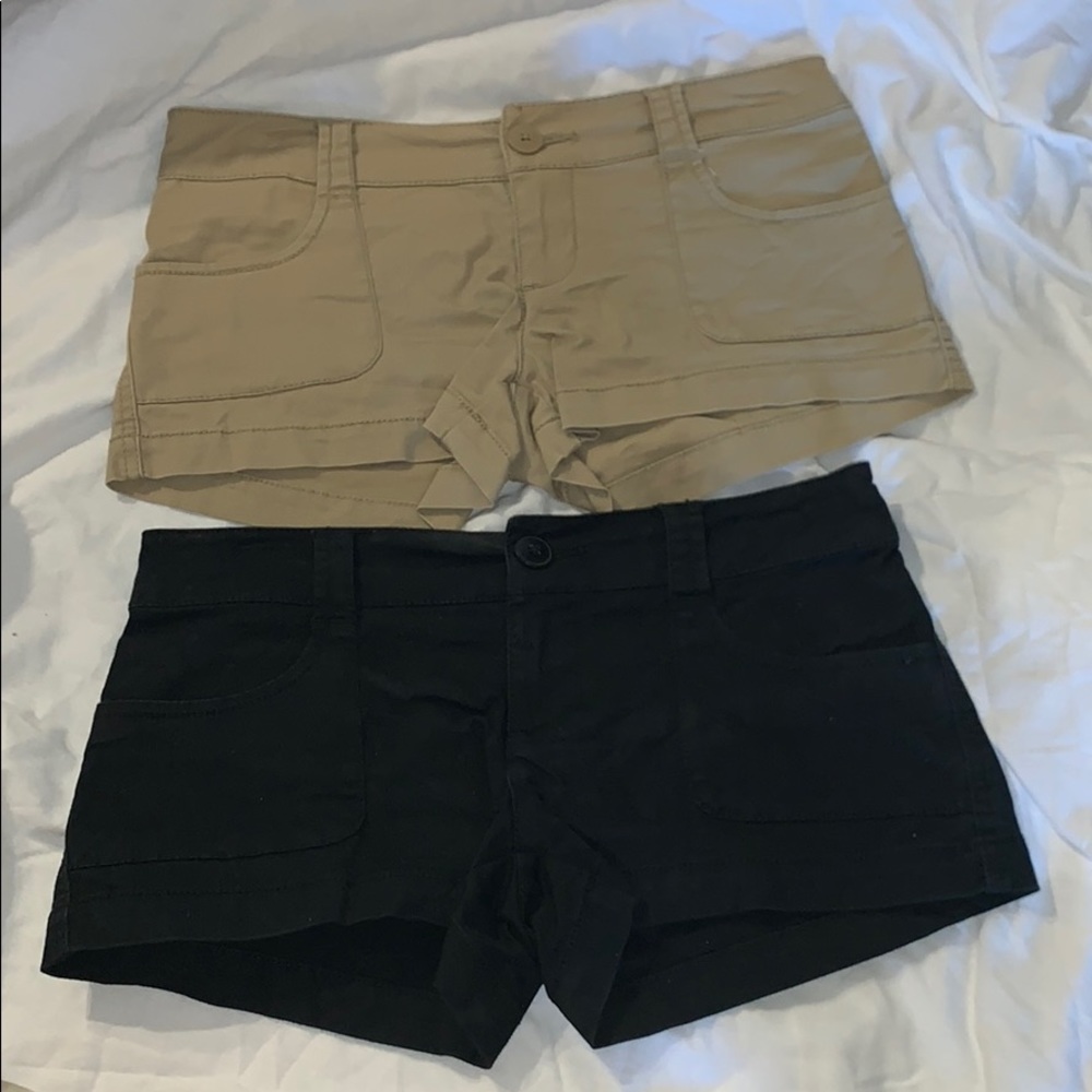 Tan and black shorts